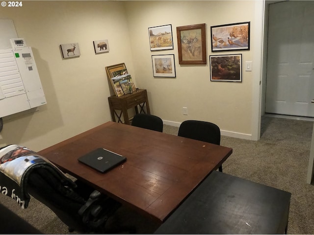 view of carpeted home office