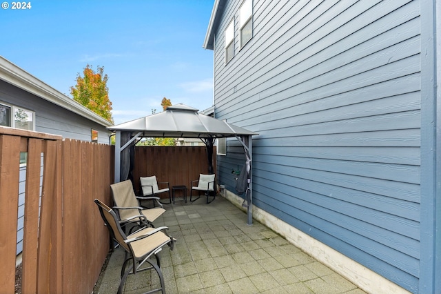 view of patio featuring a gazebo