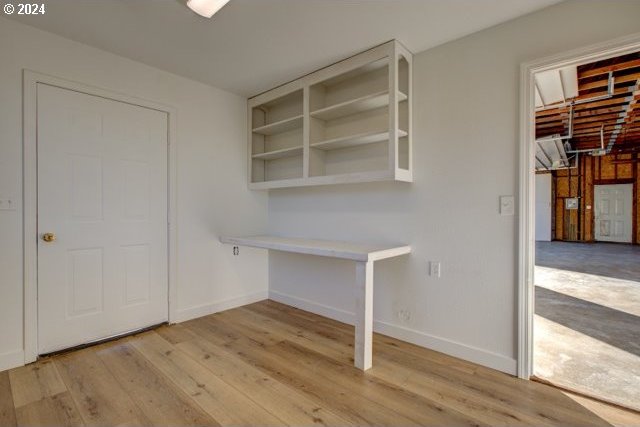 interior space with light hardwood / wood-style flooring