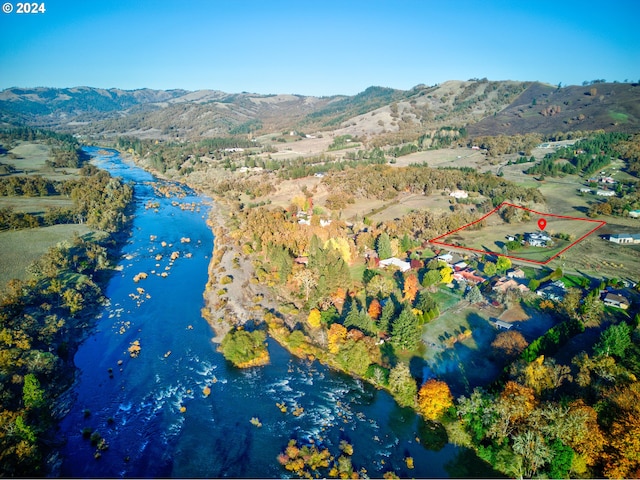 drone / aerial view with a mountain view