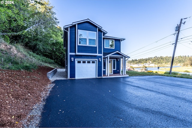 view of property with a garage