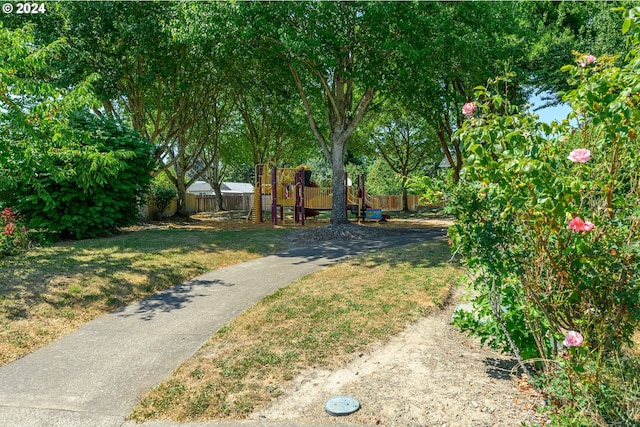 view of yard featuring a playground