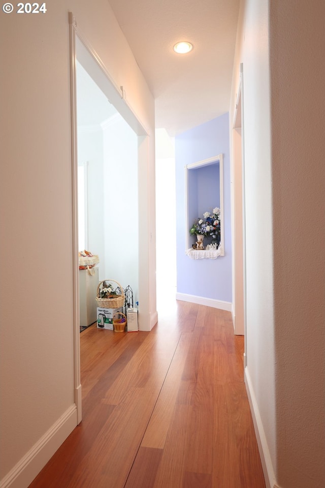 hall featuring wood-type flooring