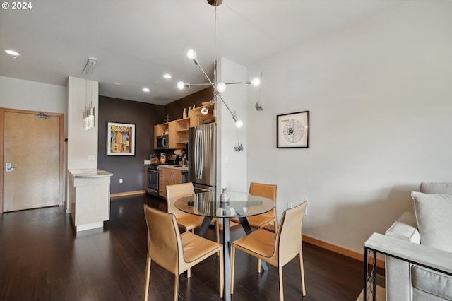 dining room with dark wood-type flooring