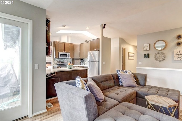 living room featuring light hardwood / wood-style flooring