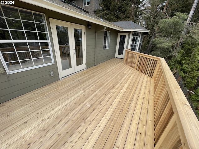 wooden deck with french doors