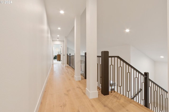 hall featuring light wood-type flooring