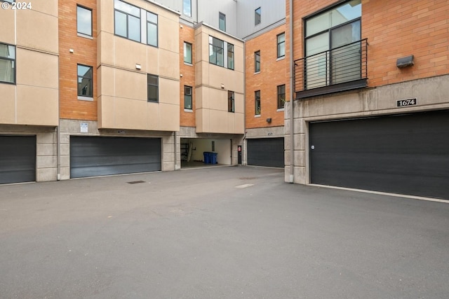 exterior space with a garage