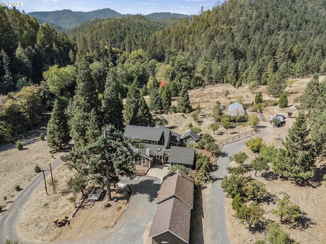 aerial view with a mountain view