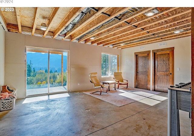 interior space featuring concrete floors