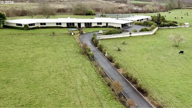 bird's eye view featuring a rural view