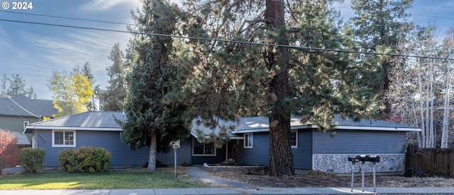 view of front facade with a front lawn