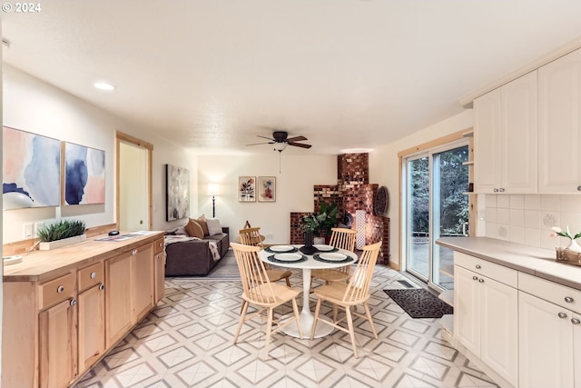 dining room with ceiling fan