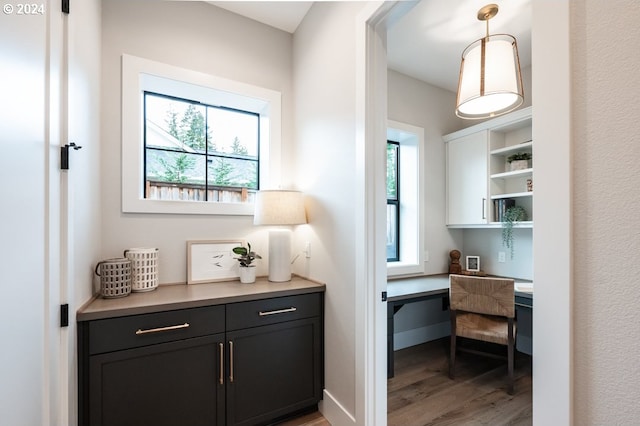 interior space with hardwood / wood-style flooring