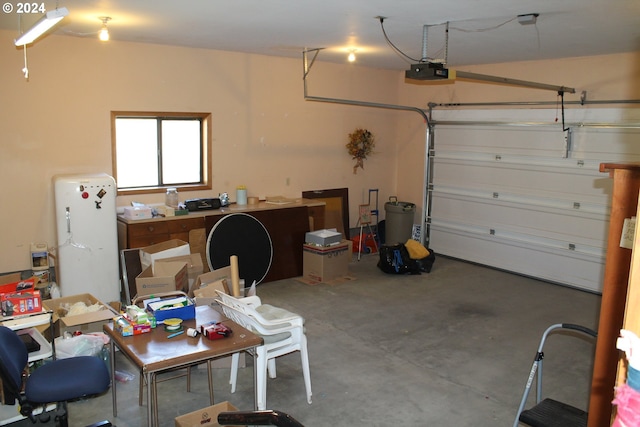 garage with a garage door opener