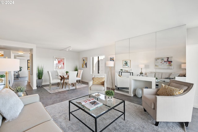 living room with wood-type flooring