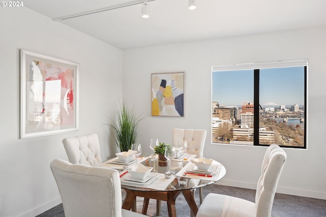 view of carpeted dining room