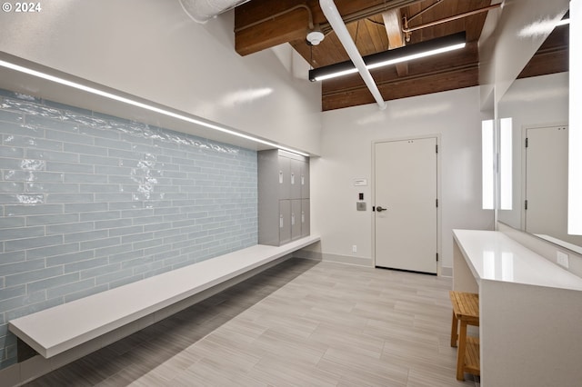 2221 SW 1st Ave Unit 1622, Portland, OR 97201 - mudroom with beamed ceiling and baseboards
