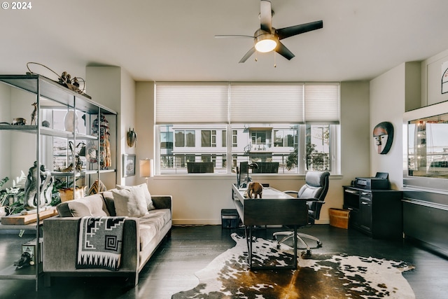 1930 S River Dr Unit W107, Portland, OR 97201 - office with wood finished floors and a ceiling fan
