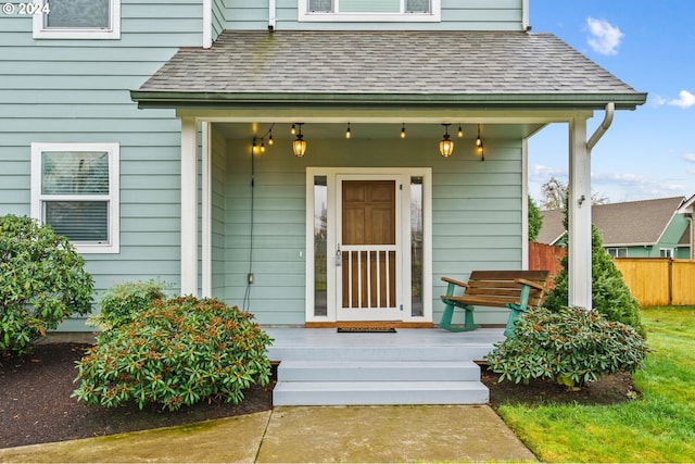 doorway to property with a porch