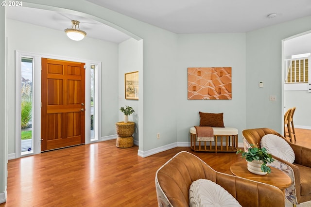 foyer with light hardwood / wood-style flooring