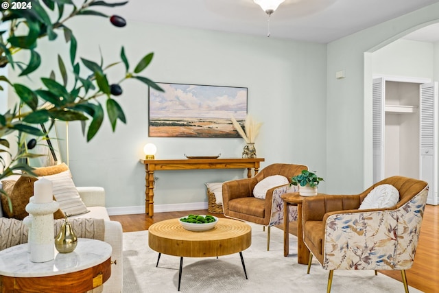 sitting room featuring light wood-type flooring