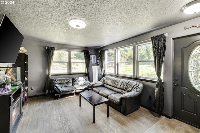 11635 NW Seavey Rd, Forest Grove, OR 97116 - living area featuring a textured ceiling and light wood-style floors