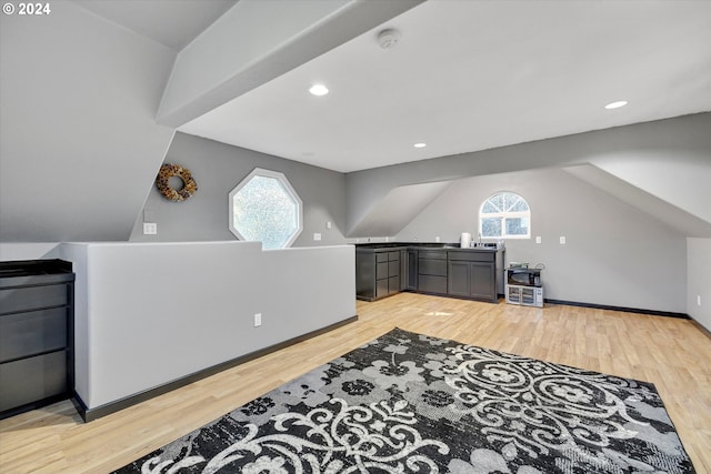 11635 NW Seavey Rd, Forest Grove, OR 97116 - bonus room with light wood-type flooring, lofted ceiling, baseboards, and recessed lighting