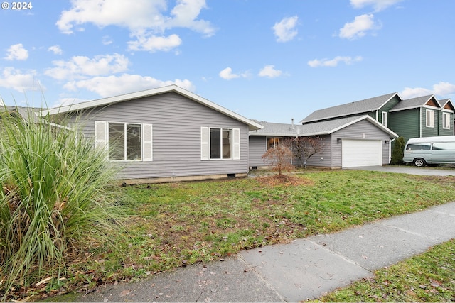 18095 Bluff Rd, Sandy, OR 97055 - view of front of house with an attached garage, concrete driveway, and a front yard