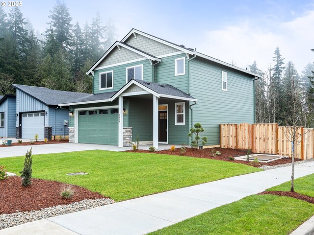 craftsman house with a front lawn