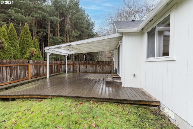 wooden deck featuring fence