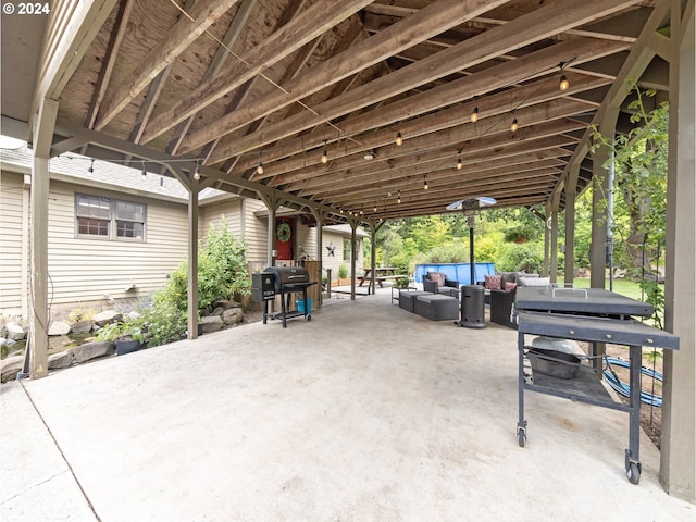 view of patio / terrace featuring outdoor lounge area and grilling area