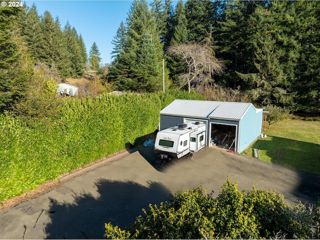 exterior space with a garage