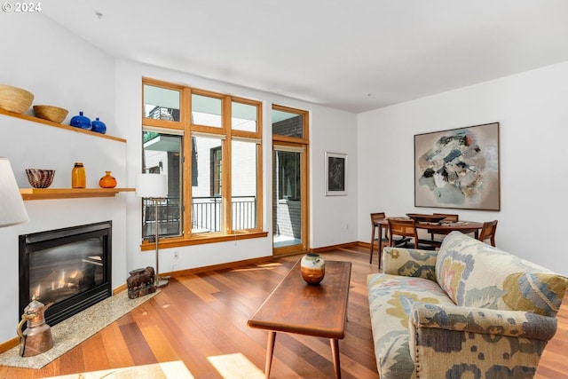 living room with light wood-type flooring