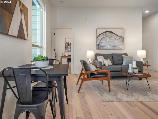 living room featuring light wood-type flooring