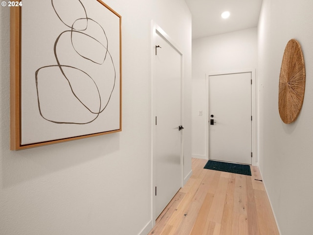 6610 N Greenwich Ave Unit 5, Portland, OR 97217 - hallway with light wood-style floors, recessed lighting, and baseboards