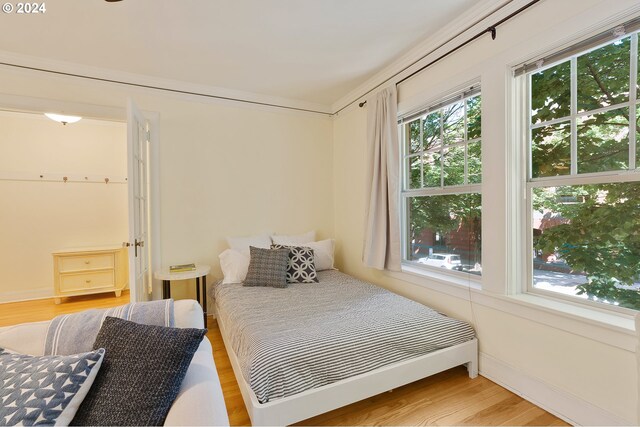 bedroom featuring light wood-type flooring