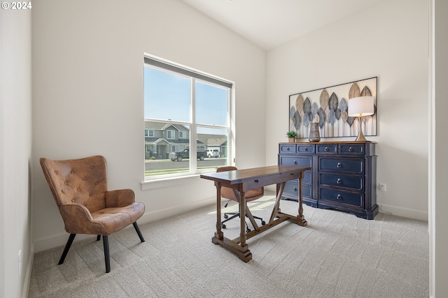 view of carpeted office space