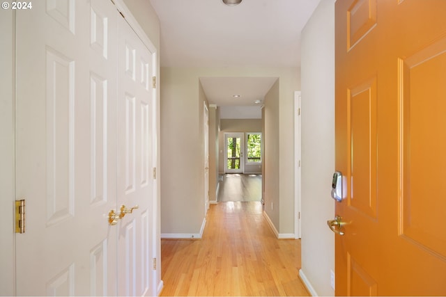 corridor featuring light wood-type flooring