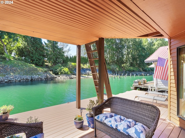 dock area featuring a water view