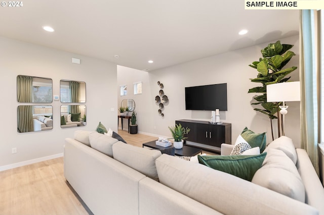 living room featuring light wood-type flooring