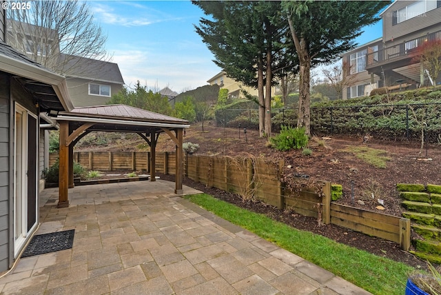 view of patio featuring a gazebo