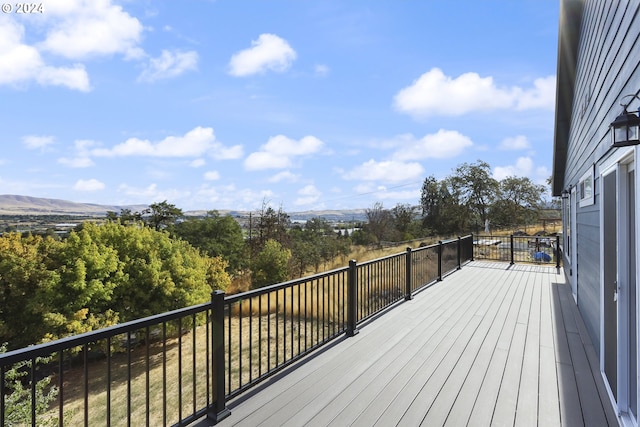 deck featuring a mountain view