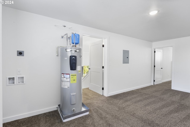 utility room with water heater and electric panel