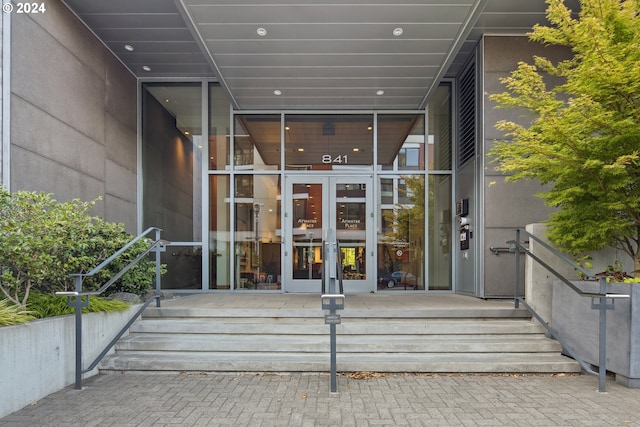 view of exterior entry with french doors