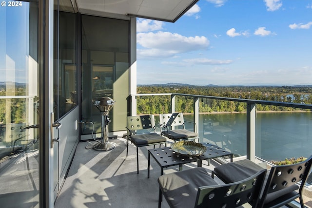 balcony with a water view