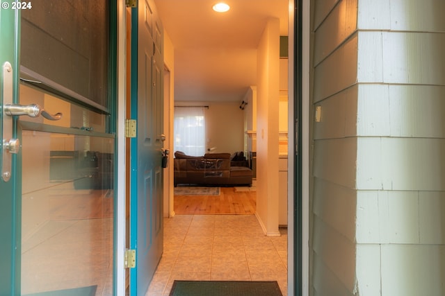 hall featuring light wood-type flooring