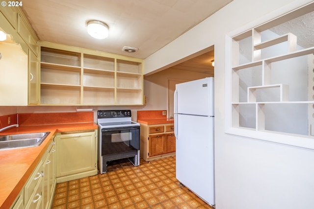 kitchen featuring white appliances and sink