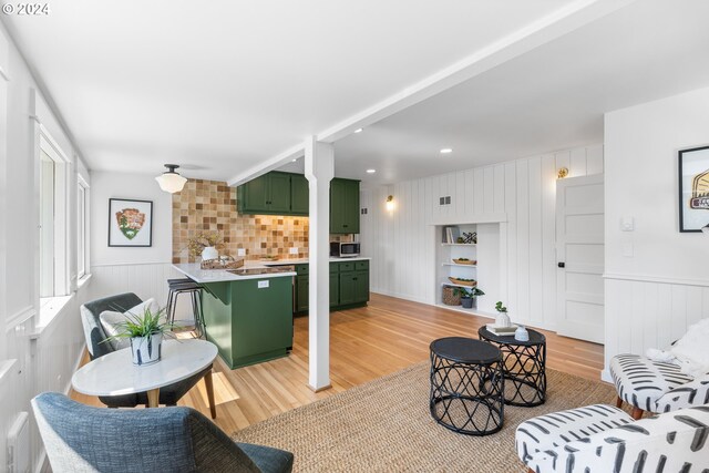 living room featuring light wood-type flooring