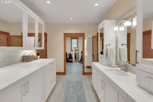 47266 SW Carpenter Creek Rd, Forest Grove, OR 97116 - bathroom with vanity, recessed lighting, and tile patterned flooring